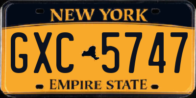 NY license plate GXC5747