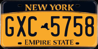 NY license plate GXC5758