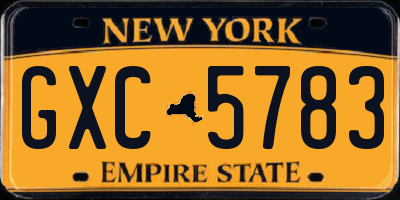 NY license plate GXC5783