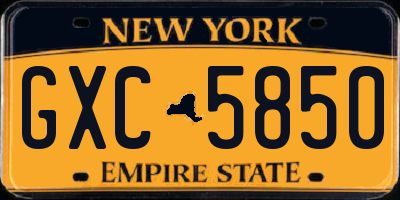 NY license plate GXC5850