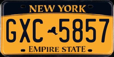 NY license plate GXC5857