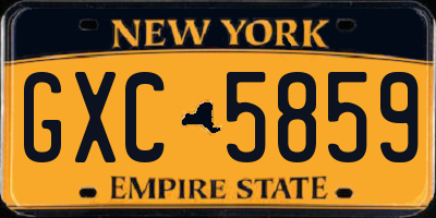 NY license plate GXC5859