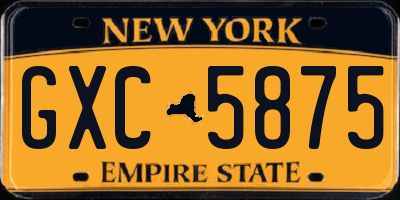 NY license plate GXC5875