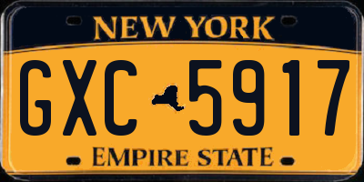NY license plate GXC5917