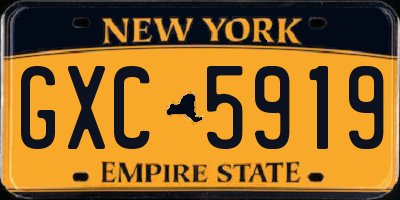 NY license plate GXC5919