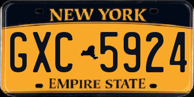 NY license plate GXC5924