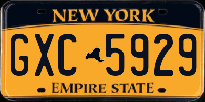 NY license plate GXC5929