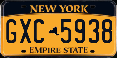 NY license plate GXC5938