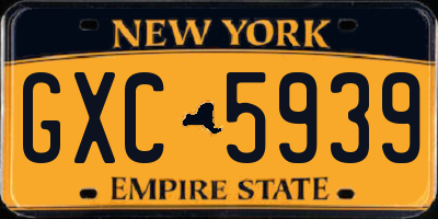 NY license plate GXC5939