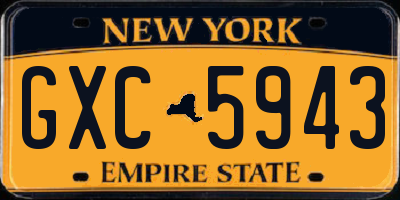 NY license plate GXC5943