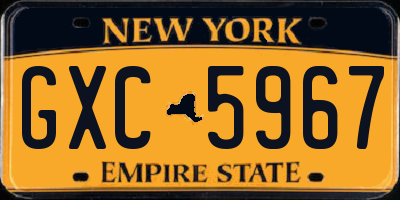 NY license plate GXC5967