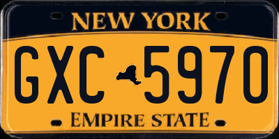 NY license plate GXC5970