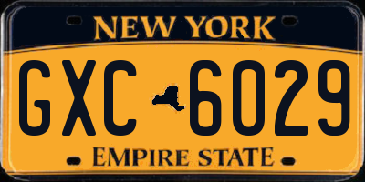 NY license plate GXC6029
