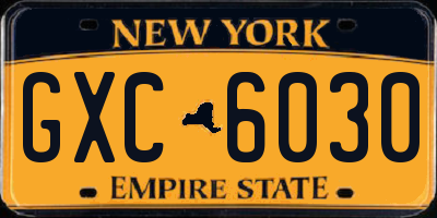 NY license plate GXC6030