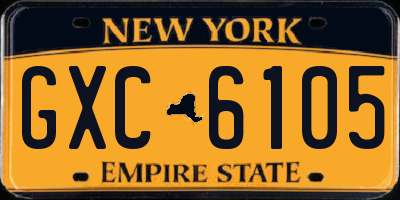 NY license plate GXC6105