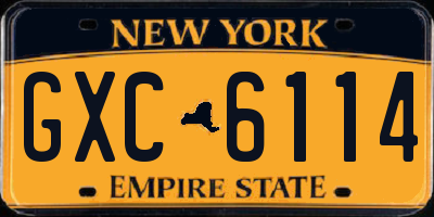 NY license plate GXC6114