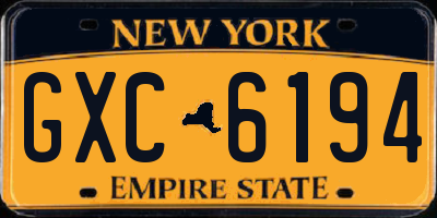NY license plate GXC6194