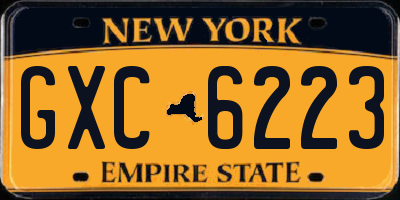 NY license plate GXC6223