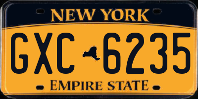 NY license plate GXC6235