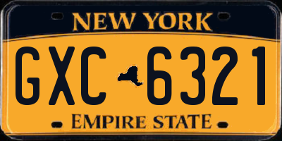 NY license plate GXC6321