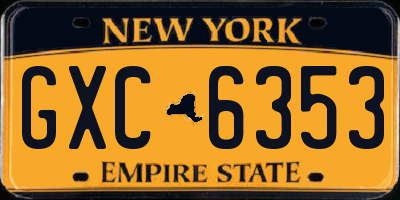 NY license plate GXC6353