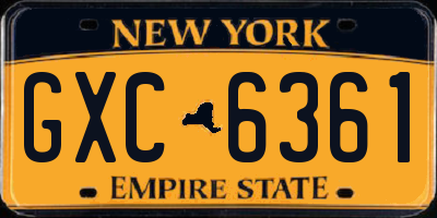 NY license plate GXC6361