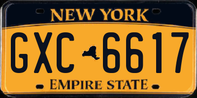 NY license plate GXC6617