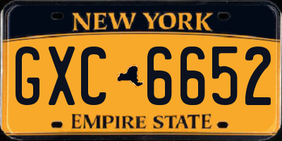 NY license plate GXC6652