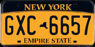 NY license plate GXC6657