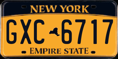 NY license plate GXC6717