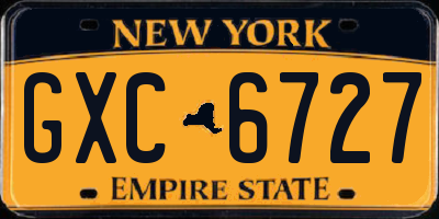 NY license plate GXC6727