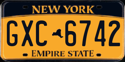 NY license plate GXC6742
