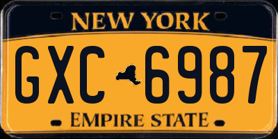 NY license plate GXC6987