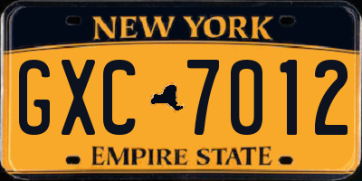 NY license plate GXC7012
