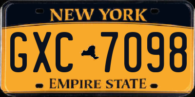 NY license plate GXC7098