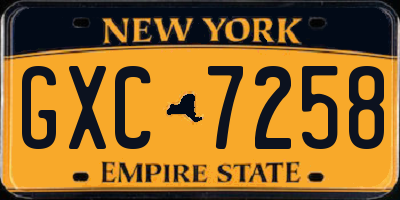NY license plate GXC7258