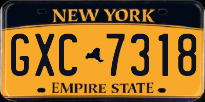 NY license plate GXC7318