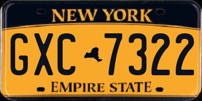 NY license plate GXC7322