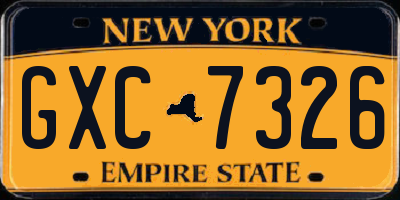 NY license plate GXC7326