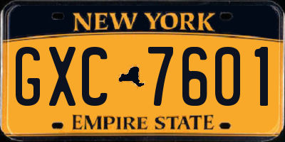 NY license plate GXC7601
