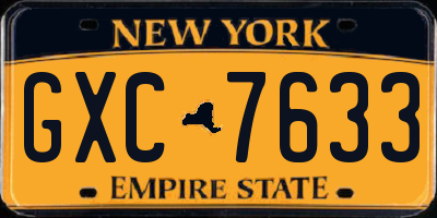 NY license plate GXC7633