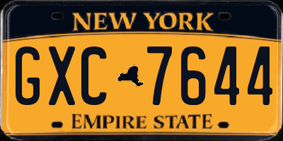 NY license plate GXC7644