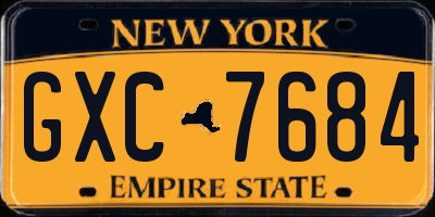 NY license plate GXC7684