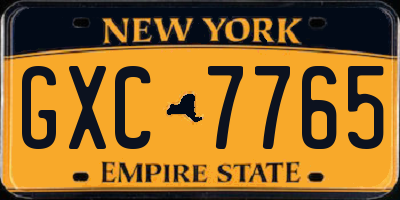 NY license plate GXC7765