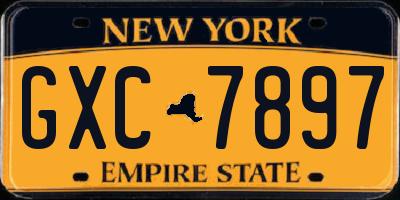 NY license plate GXC7897