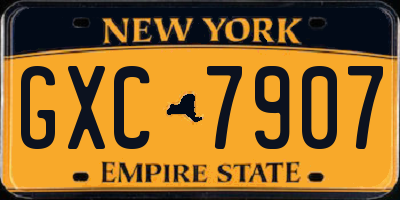 NY license plate GXC7907