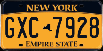 NY license plate GXC7928