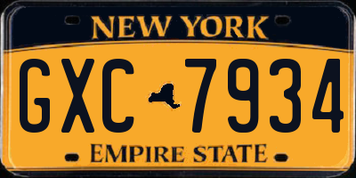 NY license plate GXC7934