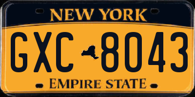 NY license plate GXC8043