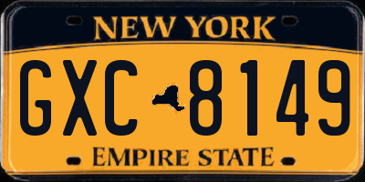 NY license plate GXC8149